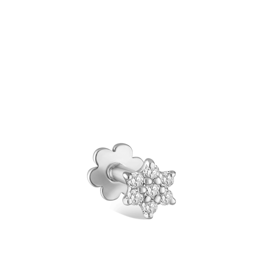 Diamond Flower Threaded Stud Earring