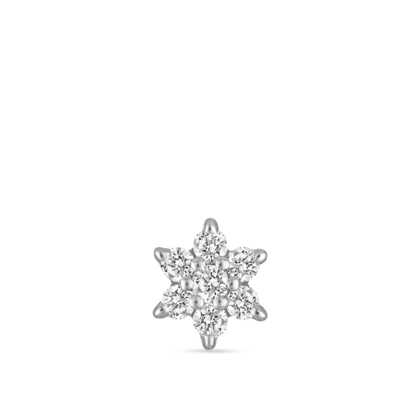 Diamond Flower Threaded Stud Earring With Titanium Backing