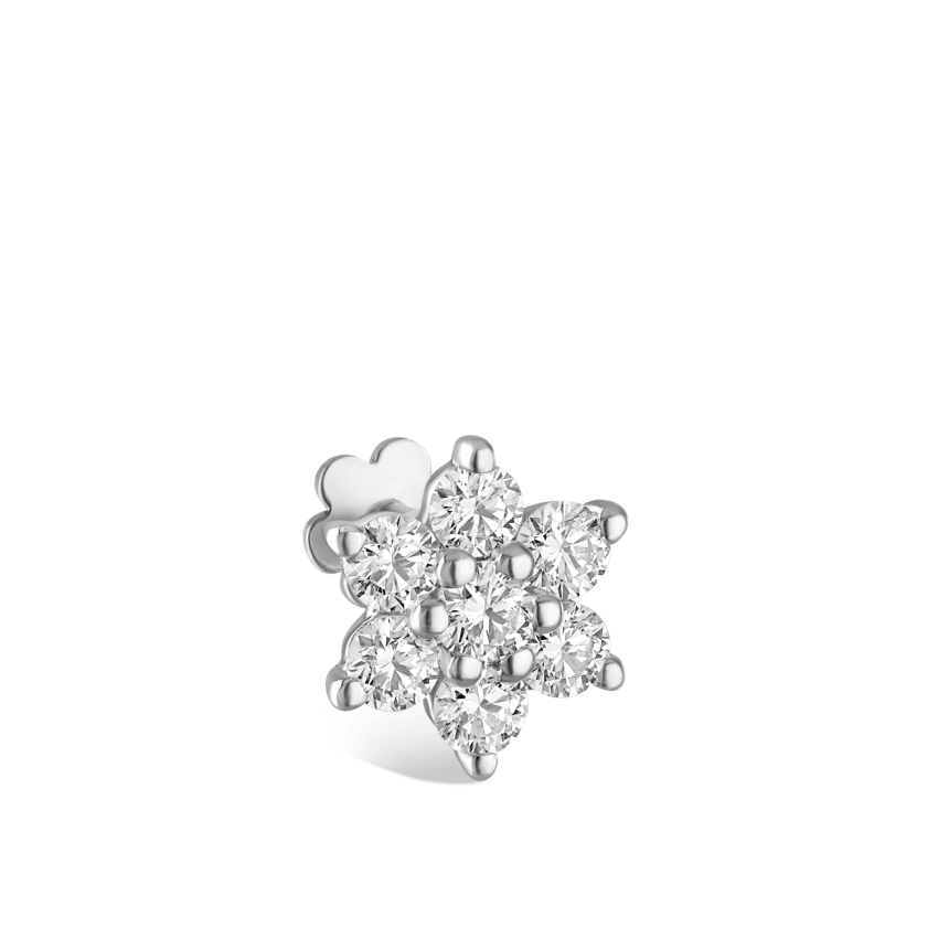 Diamond Flower Threaded Stud Earring