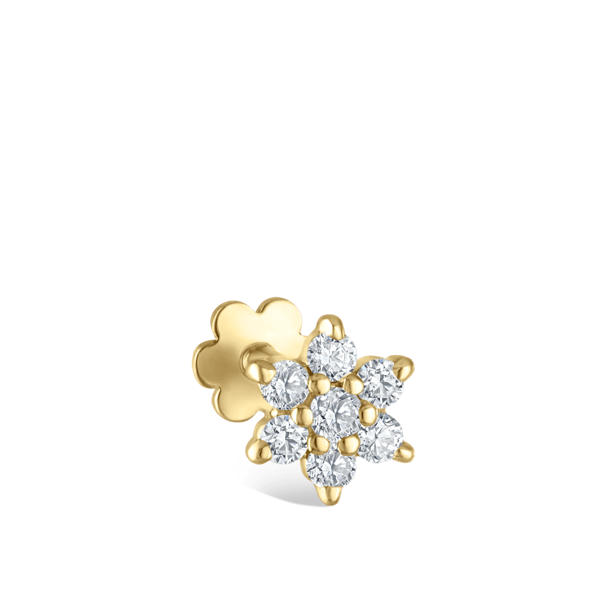 Diamond Flower Threaded Stud Earring