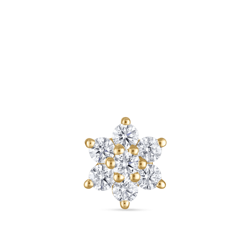 Diamond Flower Threaded Stud Earring