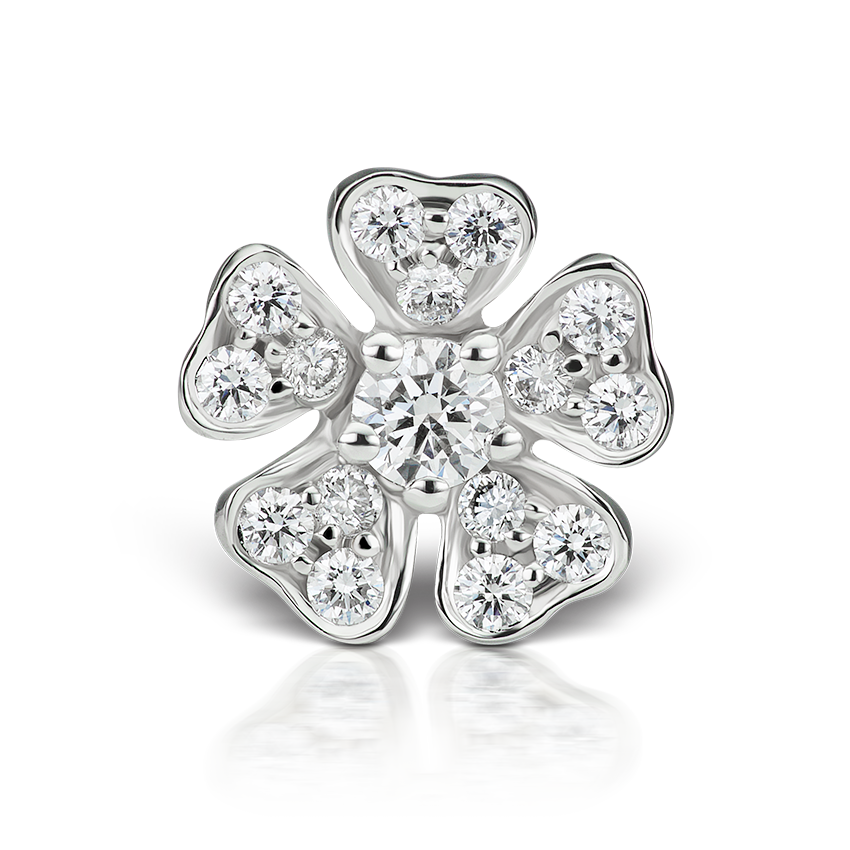 Diamond Pansy Threaded Stud Earring With Titanium Backing