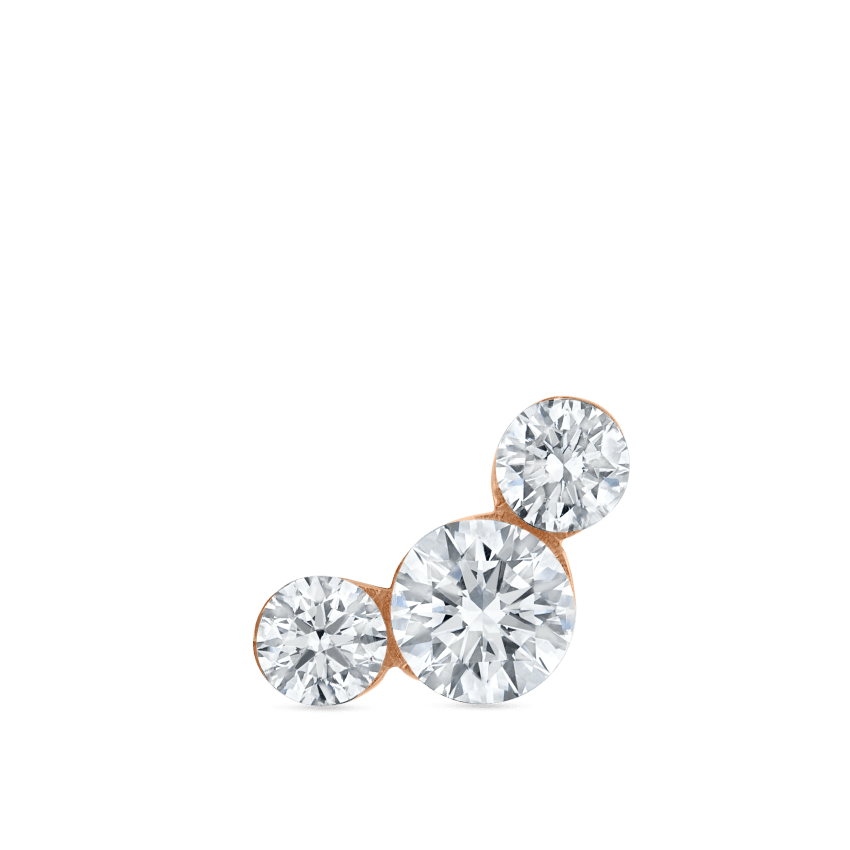 Invisible Set Three Diamond Curve Threaded Stud Earring With Titanium Backing