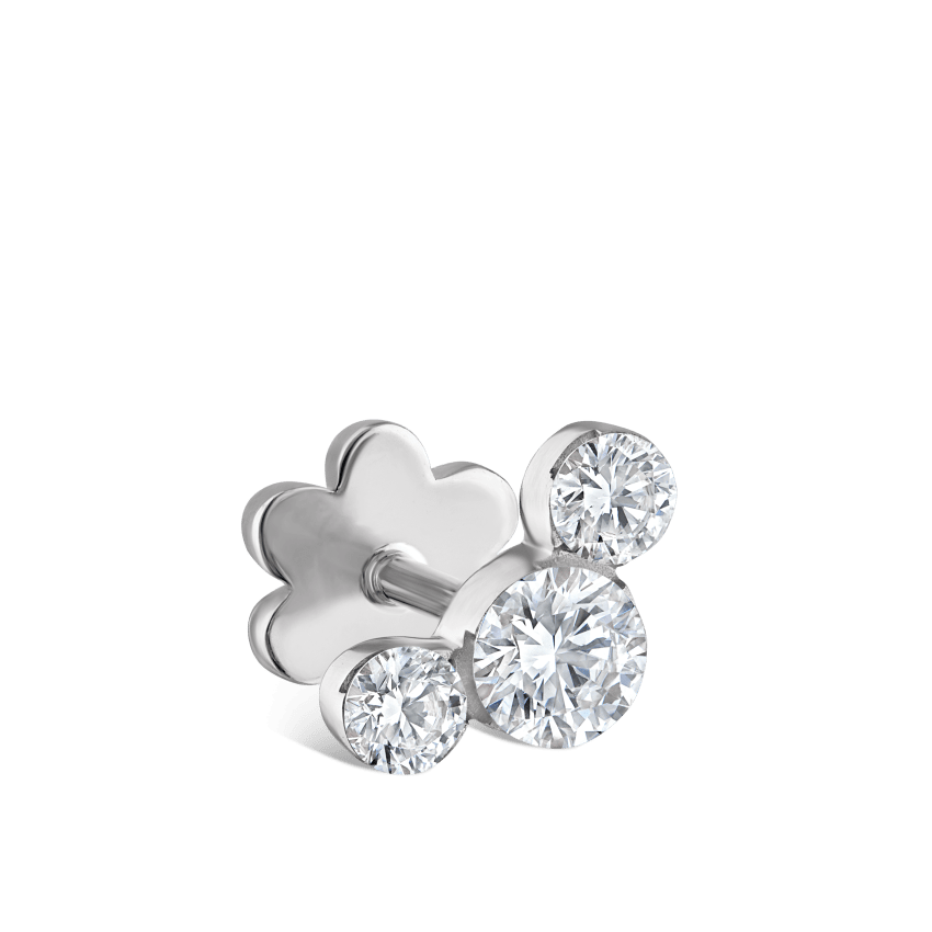 Invisible Set Three Diamond Curve Threaded Stud Earring With Titanium Backing