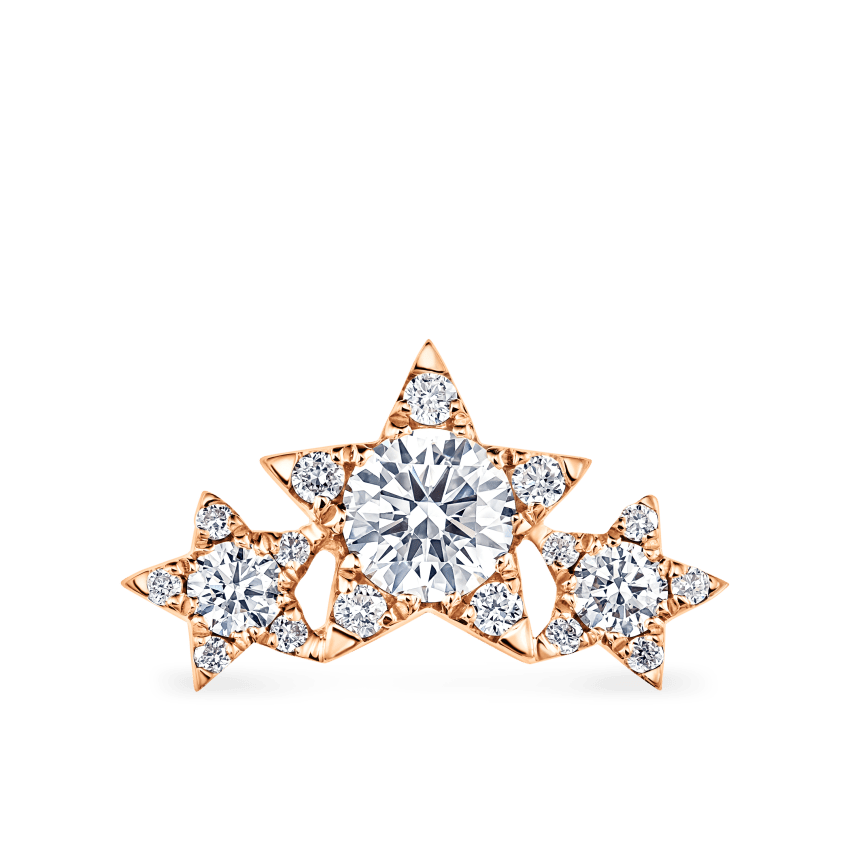 Diamond Three Star Garland Stud Earring