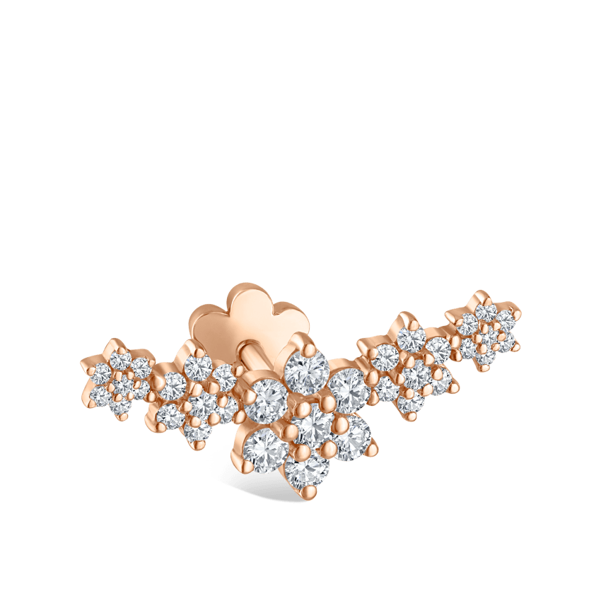 Five Flower Garland Diamond Threaded Stud Earring