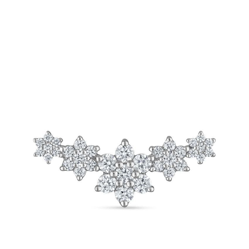 Five Flower Garland Diamond Threaded Stud Earring