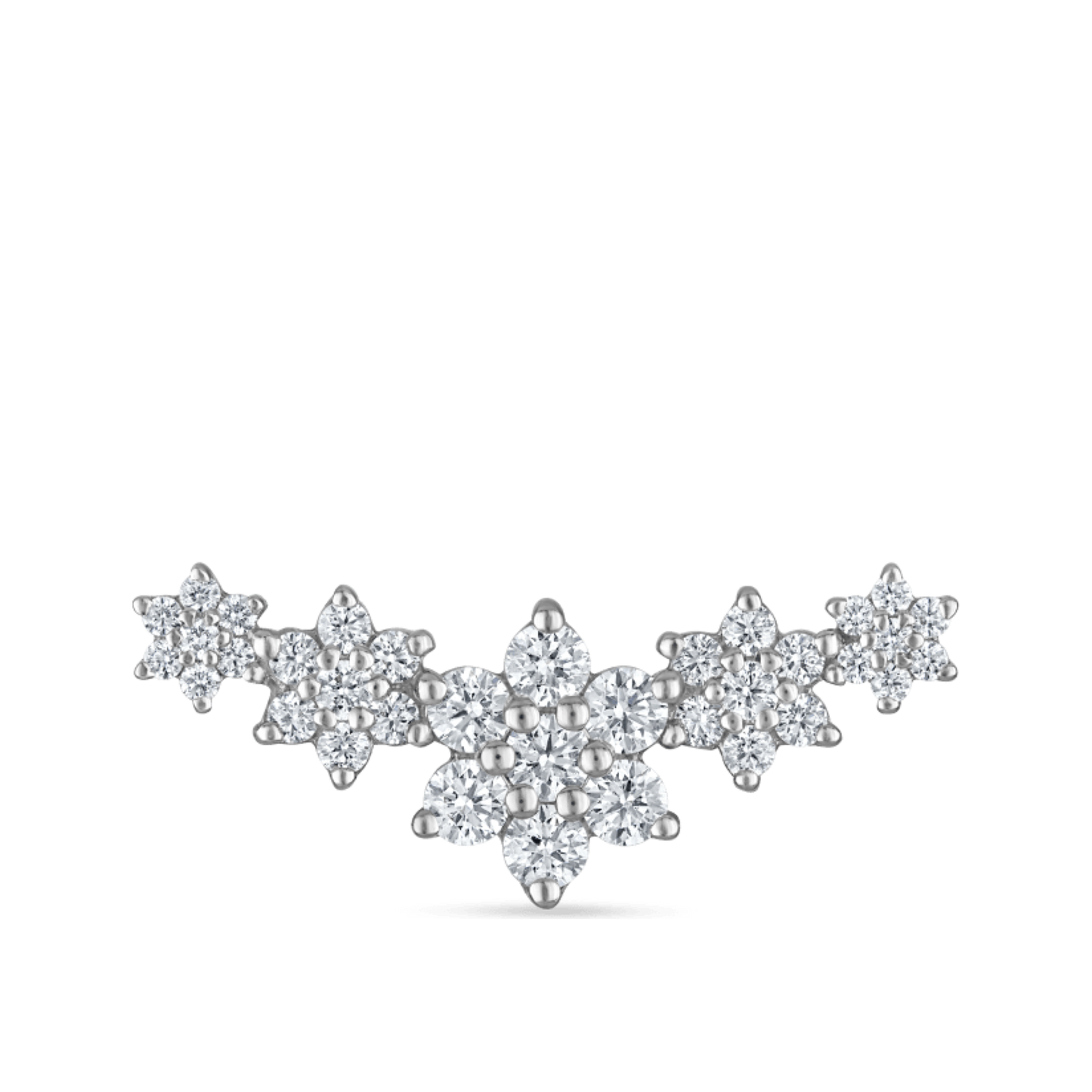 Five Flower Garland Diamond Threaded Stud Earring