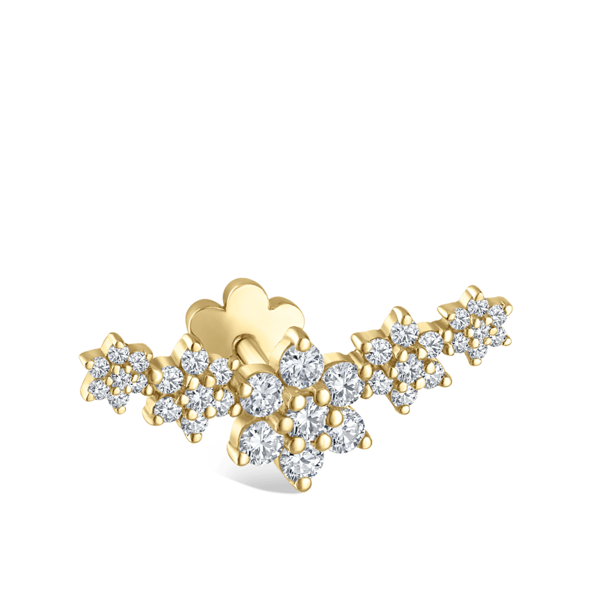 Five Flower Garland Diamond Threaded Stud Earring