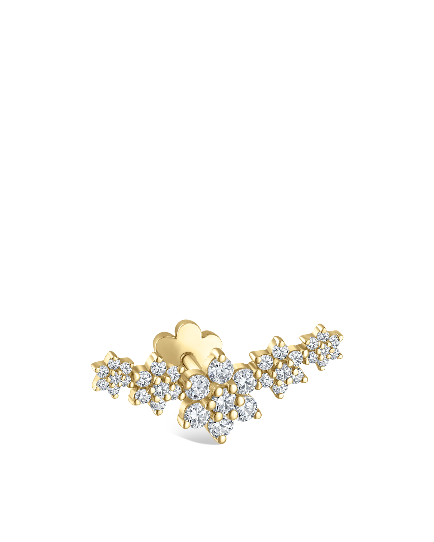 Five Flower Garland Diamond Threaded Stud Earring