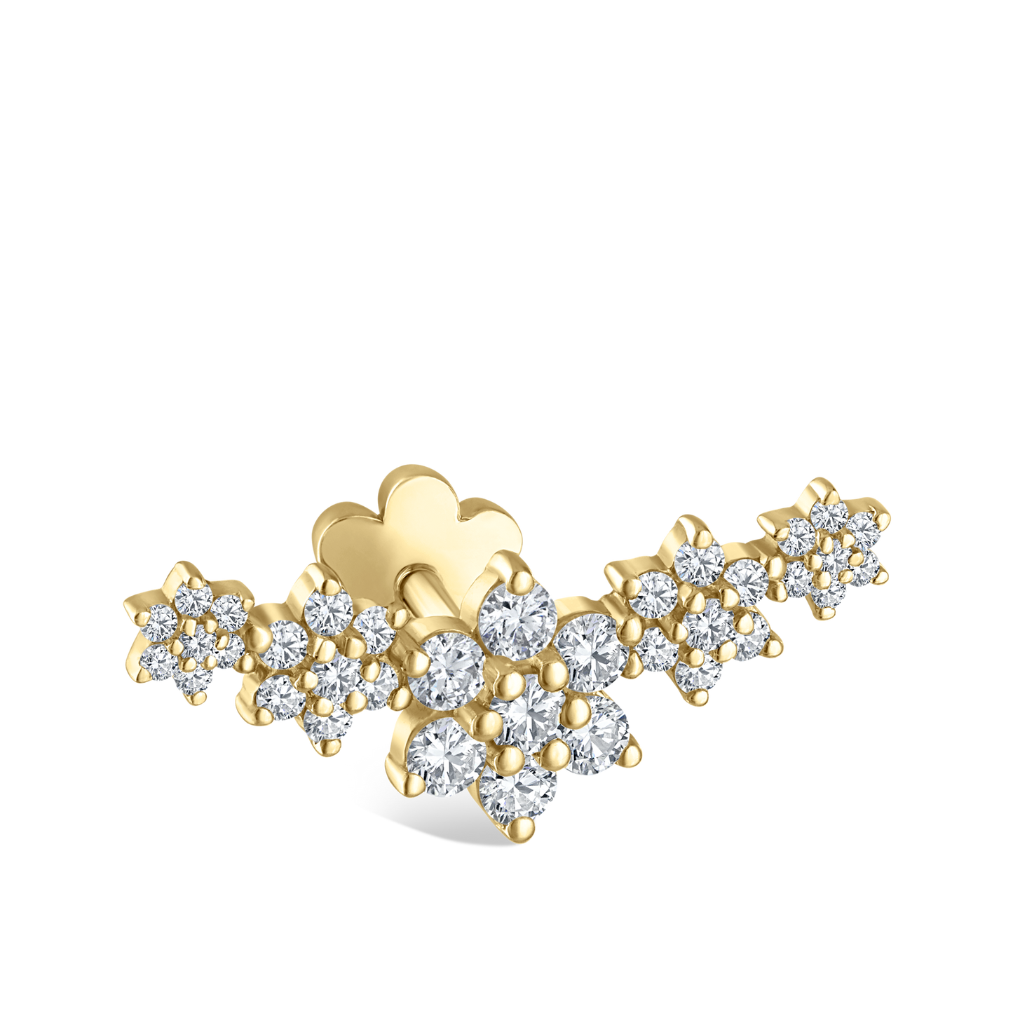 Five Flower Garland Diamond Threaded Stud Earring