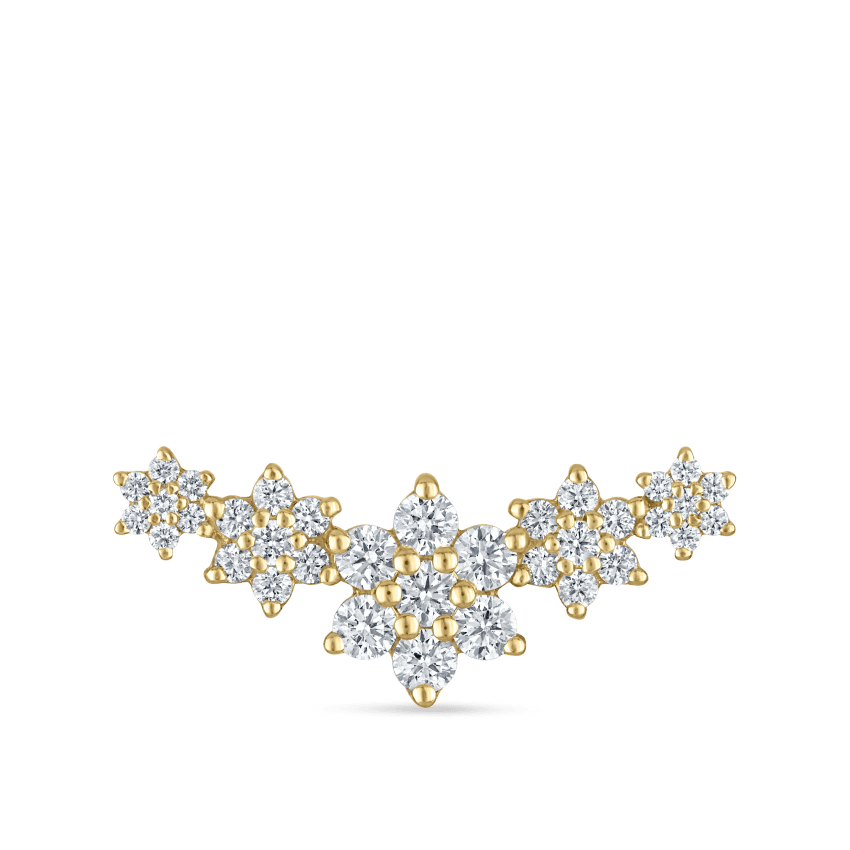 Five Flower Garland Diamond Threaded Stud Earring