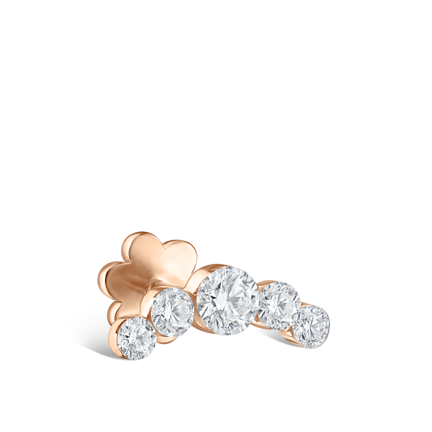 Invisible Set Five Diamond Open Curve Threaded Stud Earring With Titanium Backing