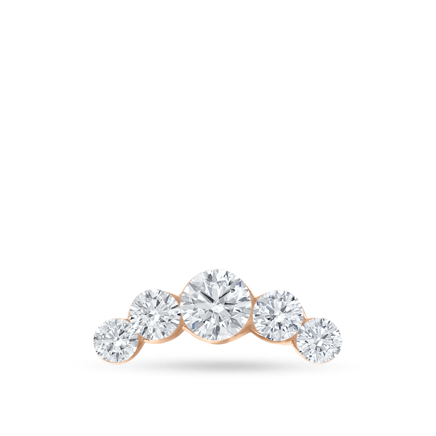 Invisible Set Five Diamond Open Curve Threaded Stud Earring With Titanium Backing