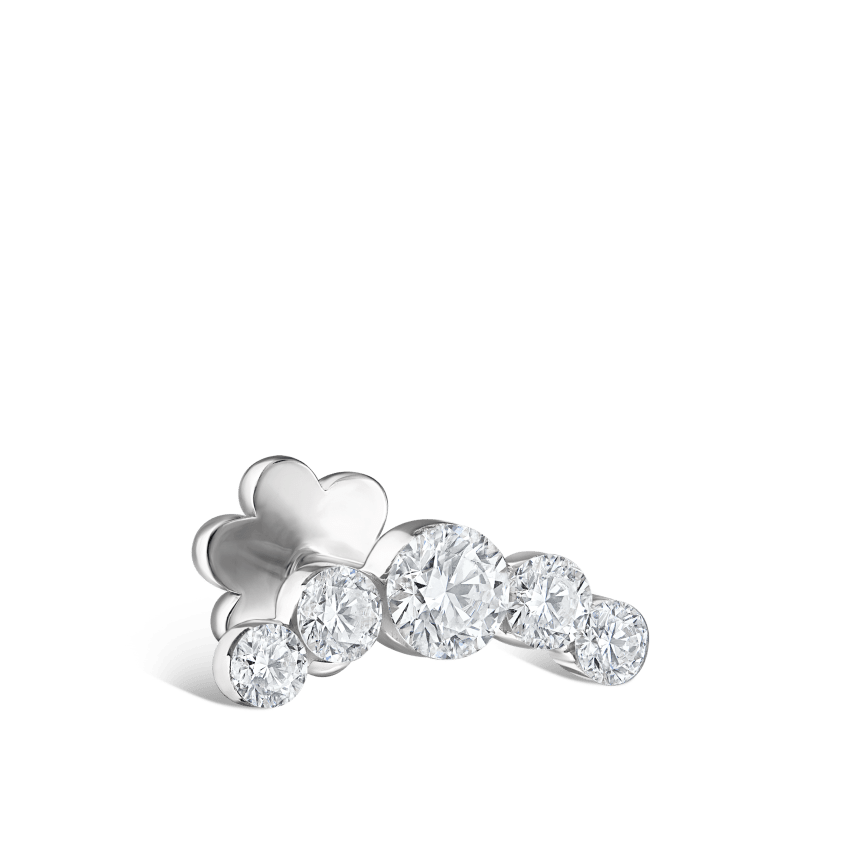 Invisible Set Five Diamond Open Curve Threaded Stud Earring With Titanium Backing