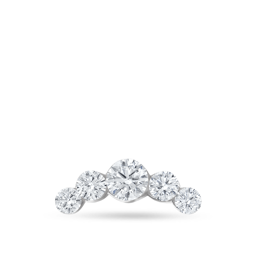 Invisible Set Five Diamond Open Curve Threaded Stud Earring With Titanium Backing