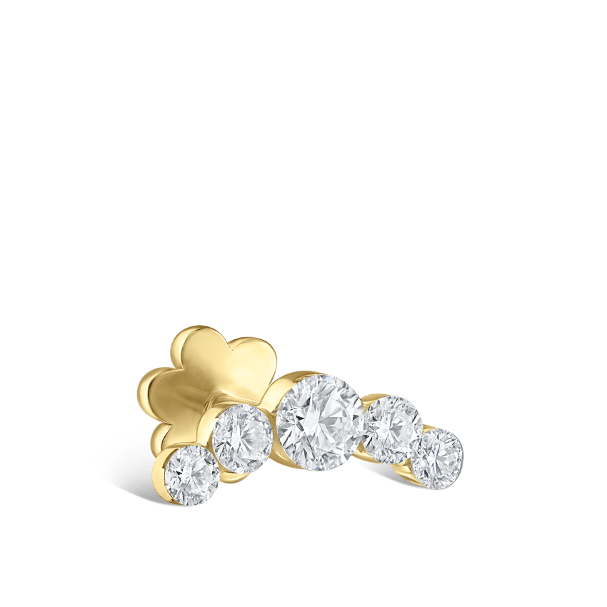 Invisible Set Five Diamond Open Curve Threaded Stud Earring With Titanium Backing