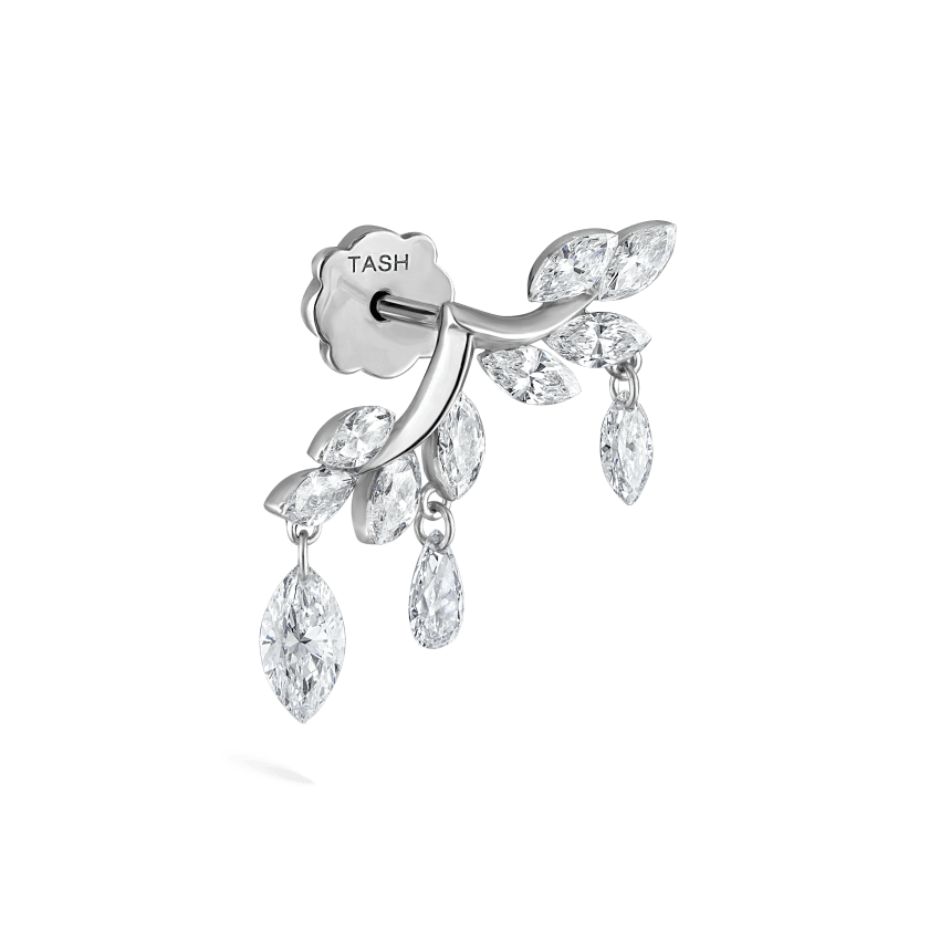 Diamond Vine Garland Threaded Stud Earring