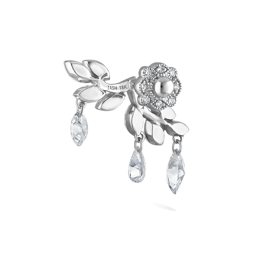 Diamond Vine Garland Threaded Stud Earring