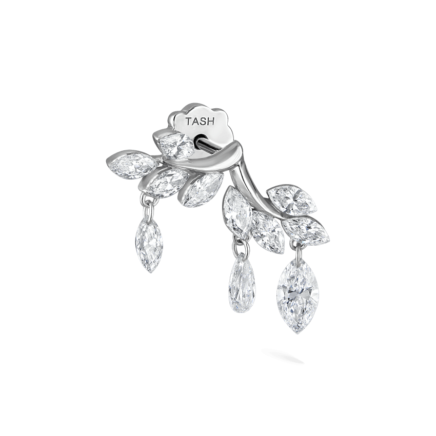 Diamond Vine Garland Threaded Stud Earring