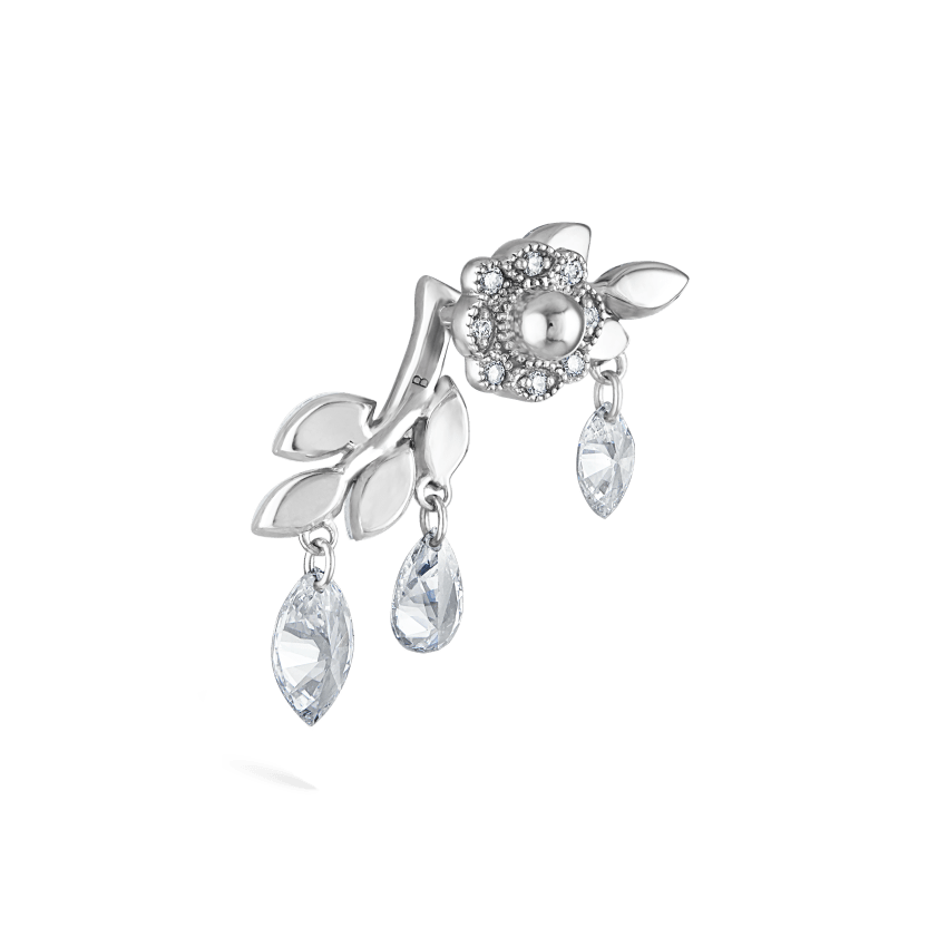 Diamond Vine Garland Threaded Stud Earring
