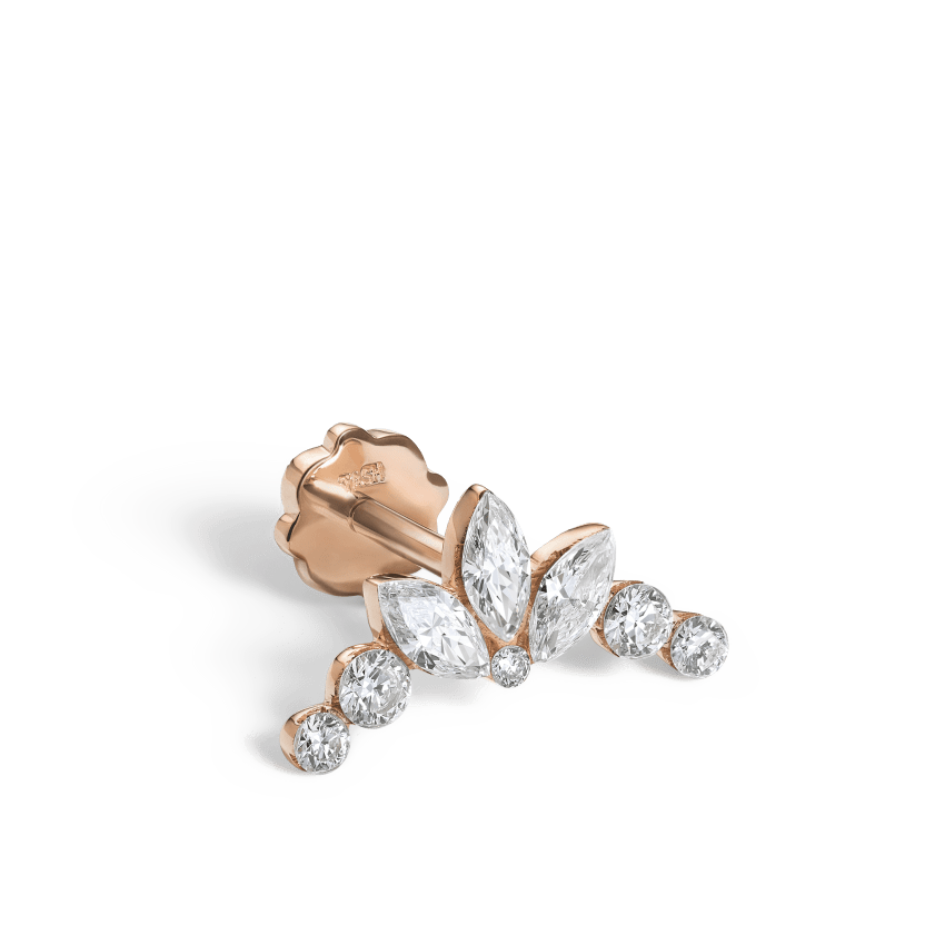 Invisible Set Diamond Lotus Garland Threaded Stud Earring