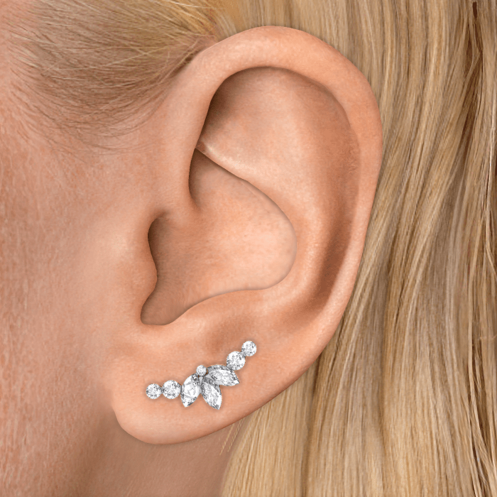 Invisible Set Diamond Lotus Garland Threaded Stud Earring