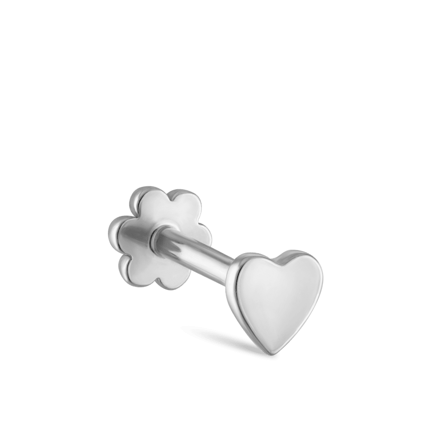 Heart Threaded Stud Earring With Titanium Backing
