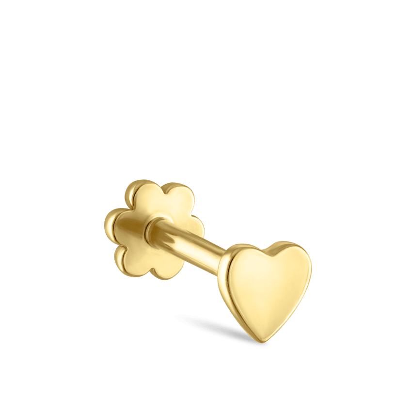 Heart Threaded Stud Earring With Titanium Backing