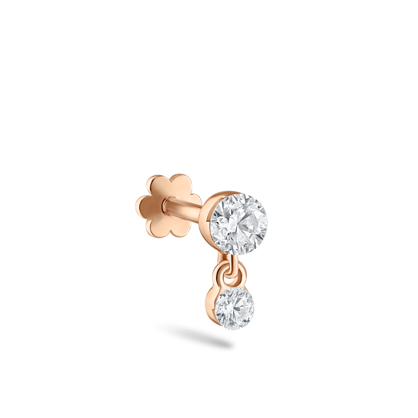 Invisible Set Diamond Dangle Threaded Stud Earring With Titanium Backing
