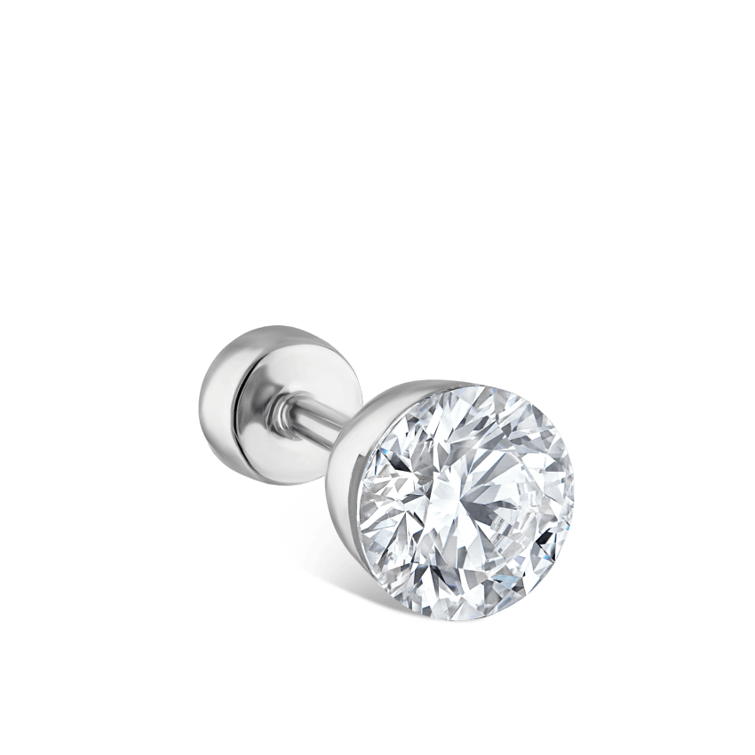 Invisible Diamond Threaded Stud Earring with Diamond Back