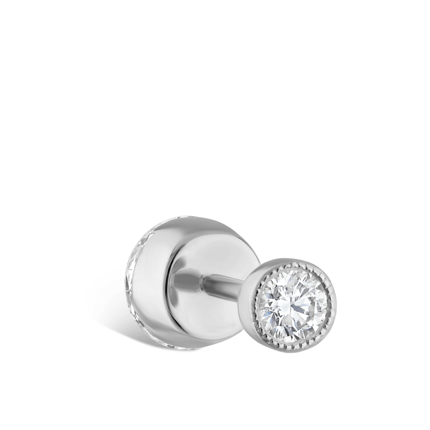 Invisible Diamond Threaded Stud Earring with Diamond Back