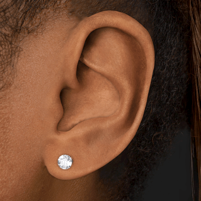 Invisible Diamond Threaded Stud Earring with Diamond Back