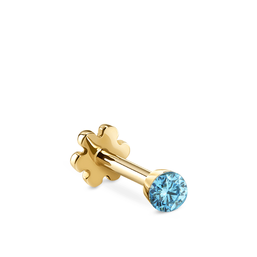 Invisible Set Light Blue Diamond Threaded Stud Earring