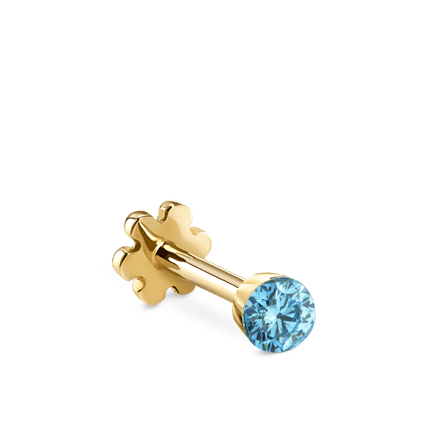 Invisible Set Light Blue Diamond Threaded Stud Earring With Titanium Backing