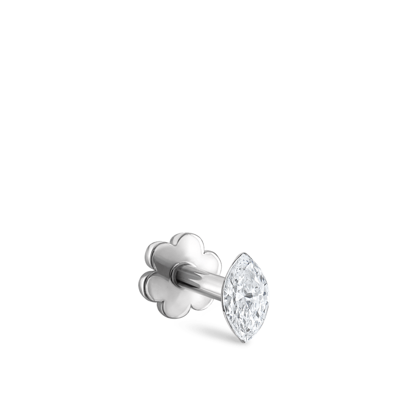 Invisible Set Diamond Marquise Threaded Stud Earring