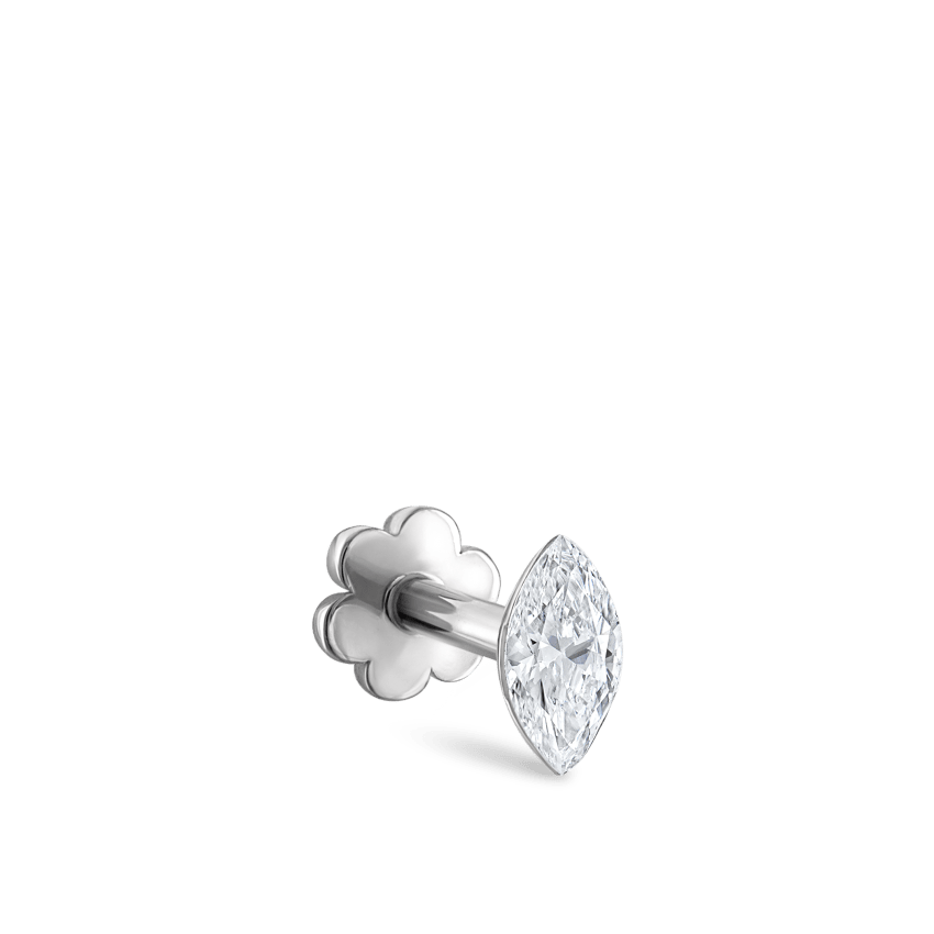 Invisible Set Diamond Marquise Threaded Stud Earring With Titanium Backing