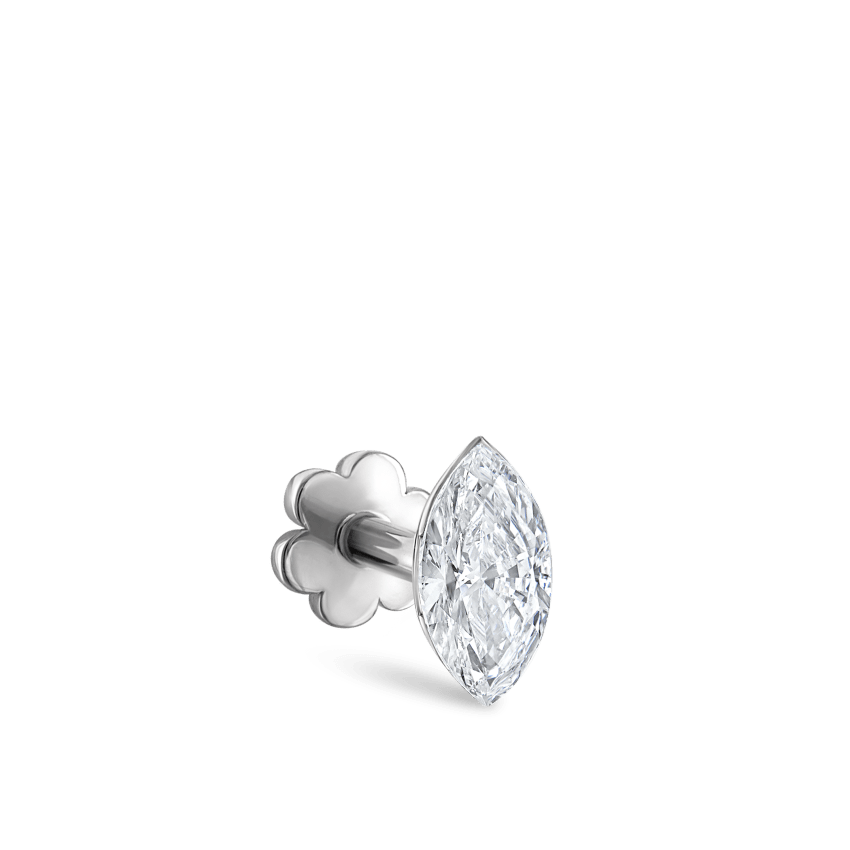 Invisible Set Diamond Marquise Threaded Stud Earring