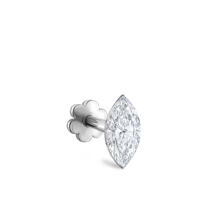 Invisible Set Diamond Marquise Threaded Stud Earring