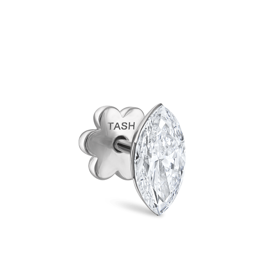 Invisible Set Diamond Marquise Threaded Stud Earring