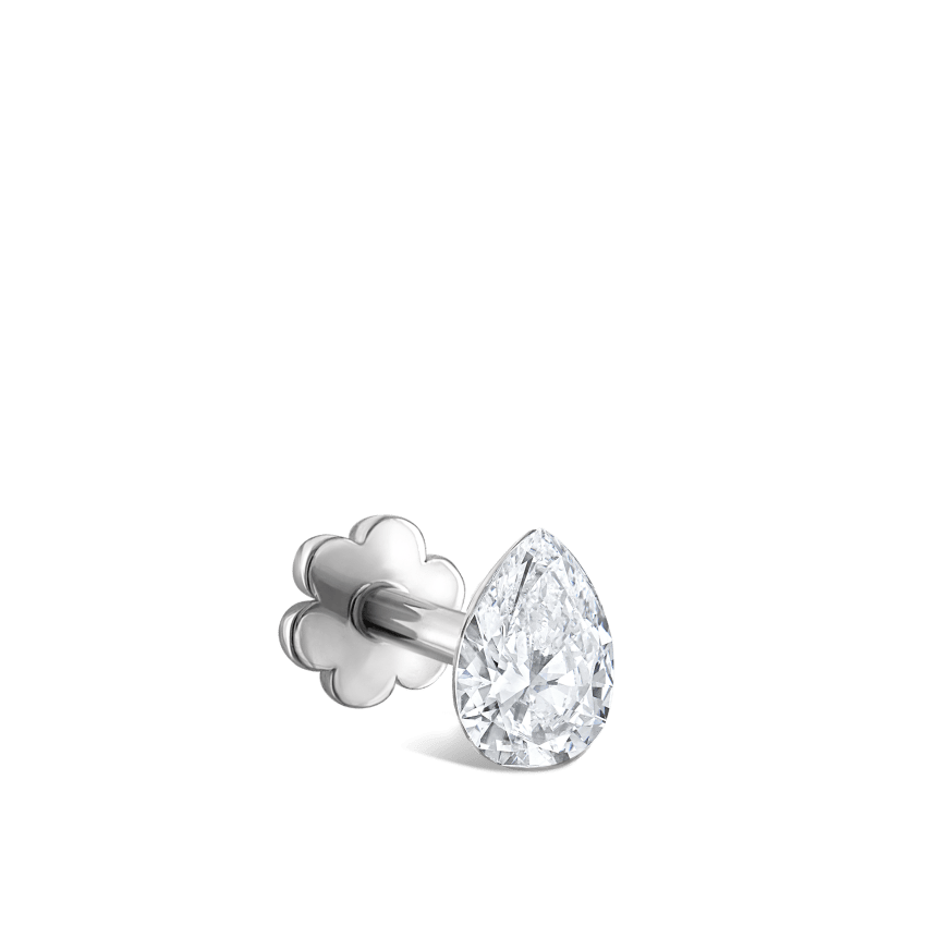 Invisible Set Diamond Pear Threaded Stud Earring