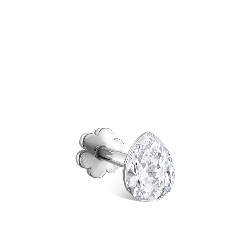 Invisible Set Diamond Pear Threaded Stud Earring