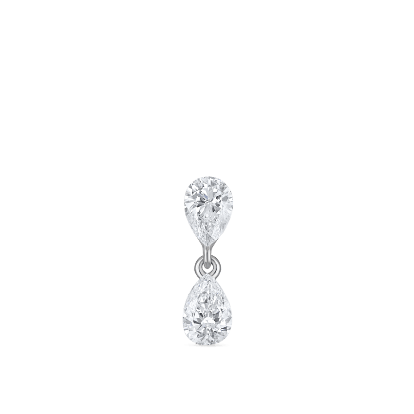 Invisible Set Diamond Pear Dangle Threaded Stud Earring