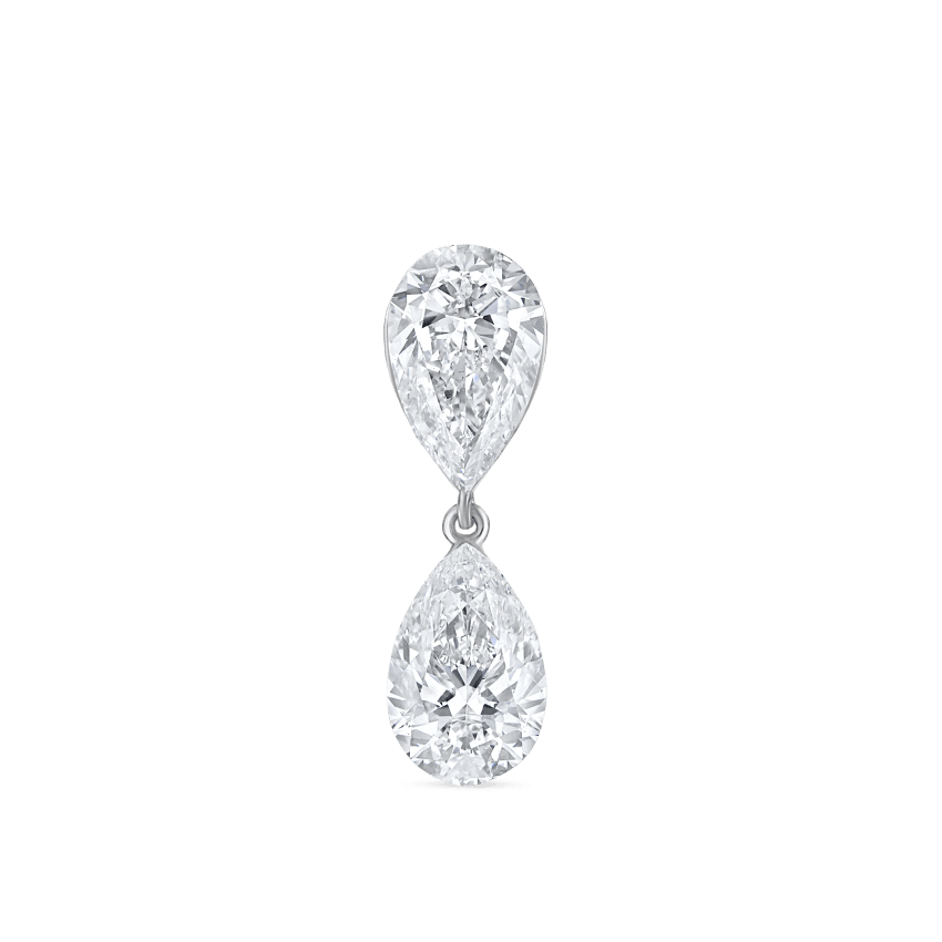 Invisible Set Diamond Pear Dangle Threaded Stud Earring
