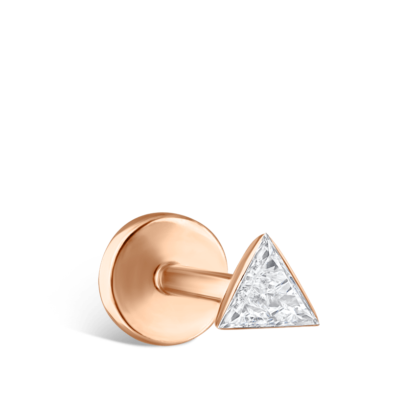 Invisible Set Triangle Diamond Threaded Stud Earring
