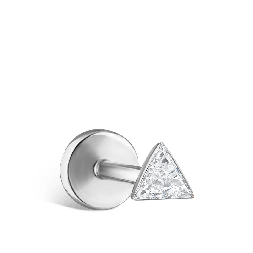 Invisible Set Triangle Diamond Threaded Stud Earring