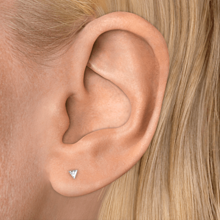 Invisible Set Triangle Diamond Threaded Stud Earring With Titanium Backing