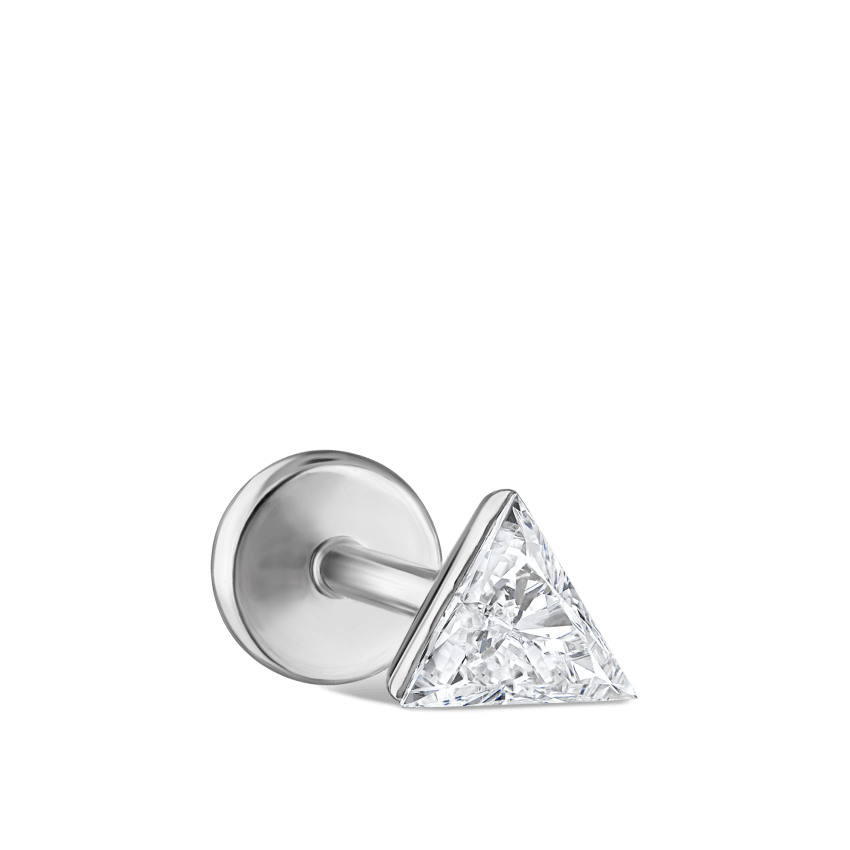 Invisible Set Triangle Diamond Threaded Stud Earring