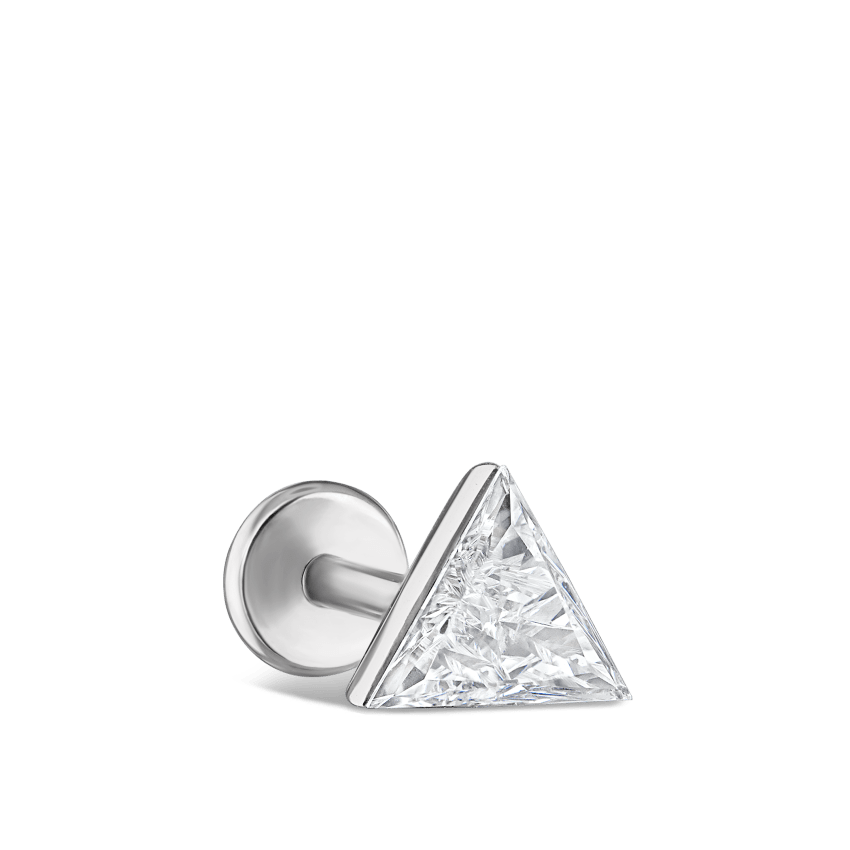 Invisible Set Triangle Diamond Threaded Stud Earring