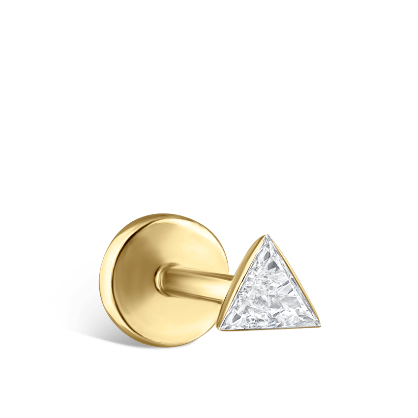 Invisible Set Triangle Diamond Threaded Stud Earring With Titanium Backing